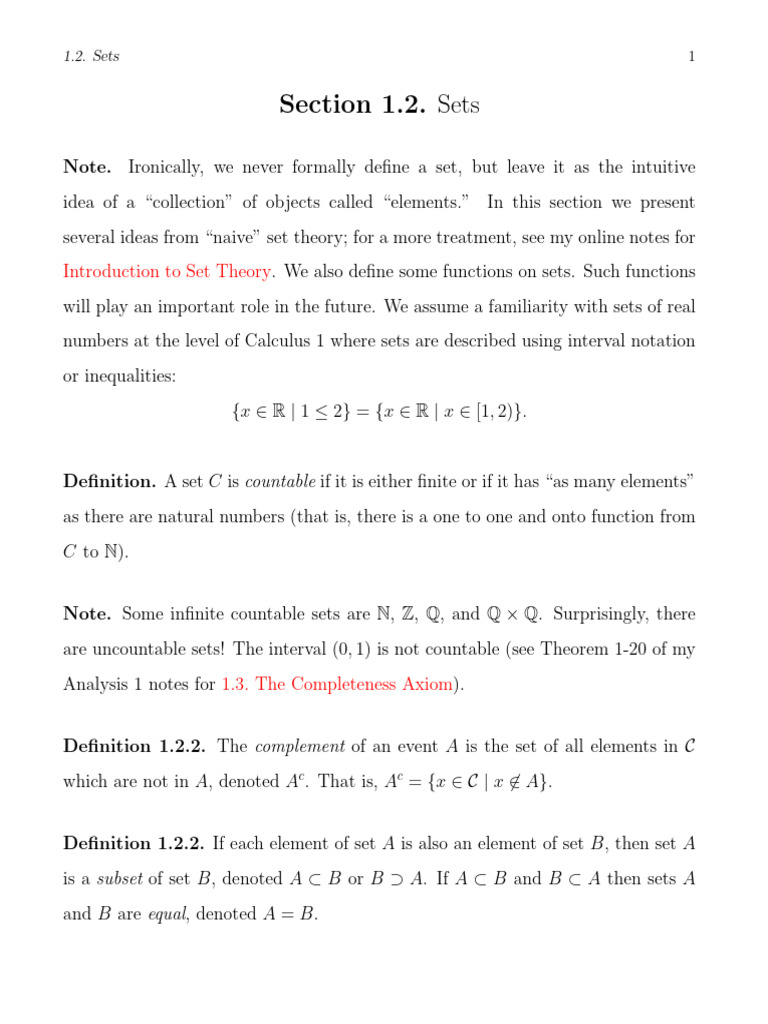 02 Sets Hogg McKean Craig 1 2 | PDF | Set (Mathematics) | Intersection ...