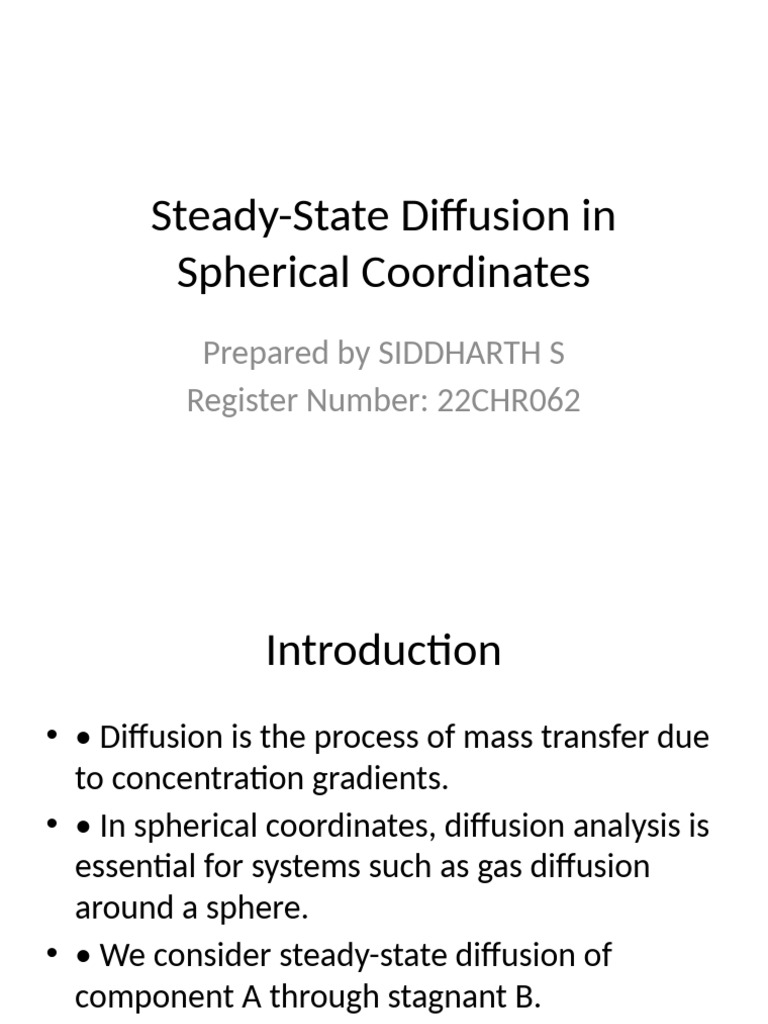 Steady State Diffusion Spherical SiddharthS | PDF