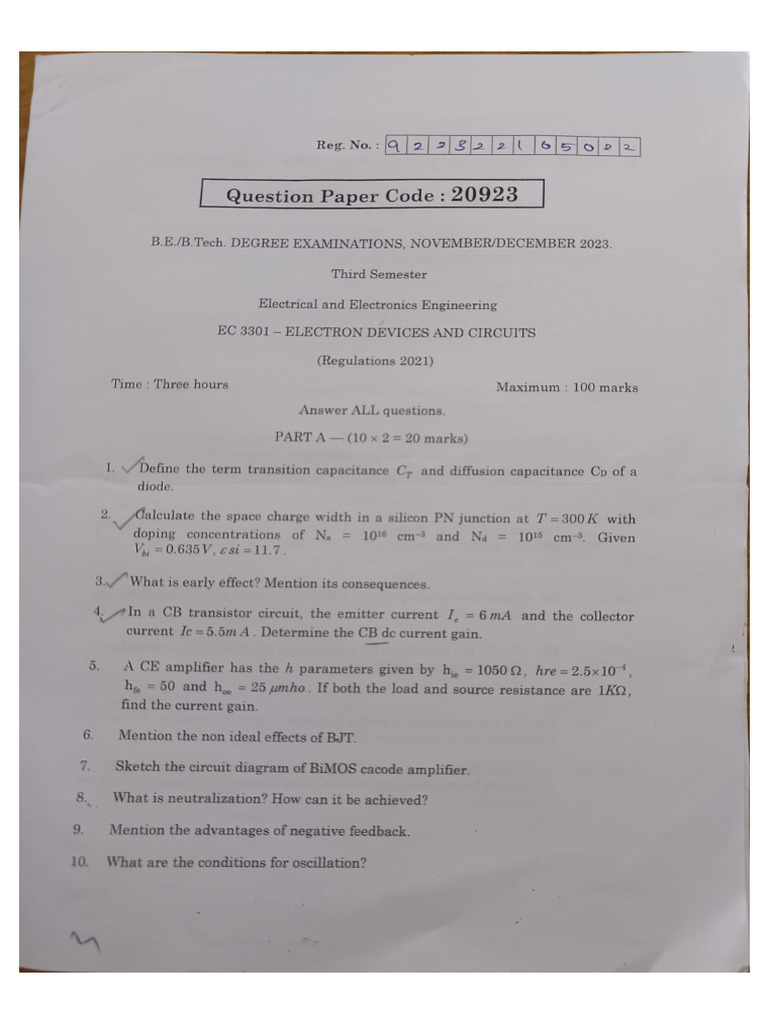 EDC Question Paper | PDF