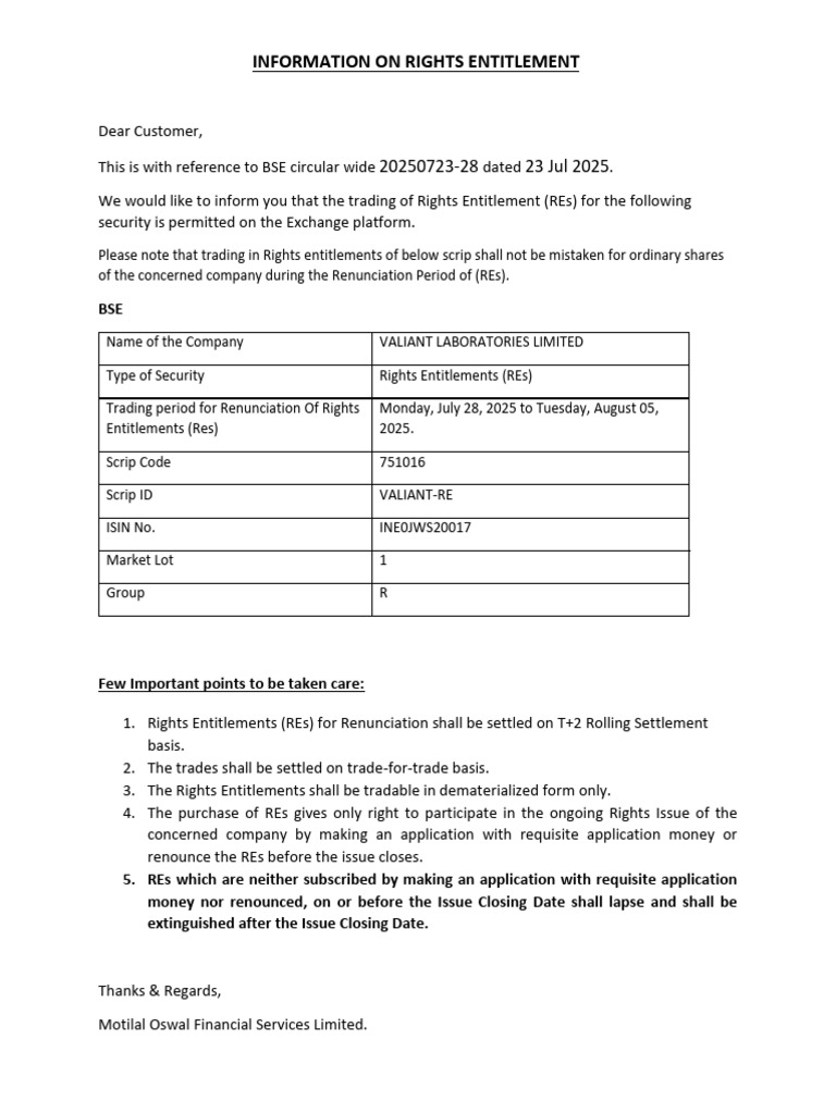 Trading Rights Entitlements Explained | PDF | Finance & Money ...