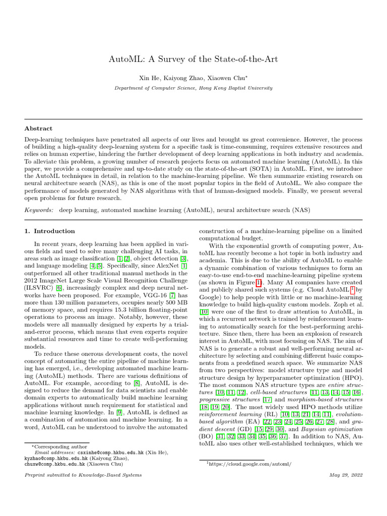 AutoML Techniques and Neural Search Survey | PDF | Machine Learning ...