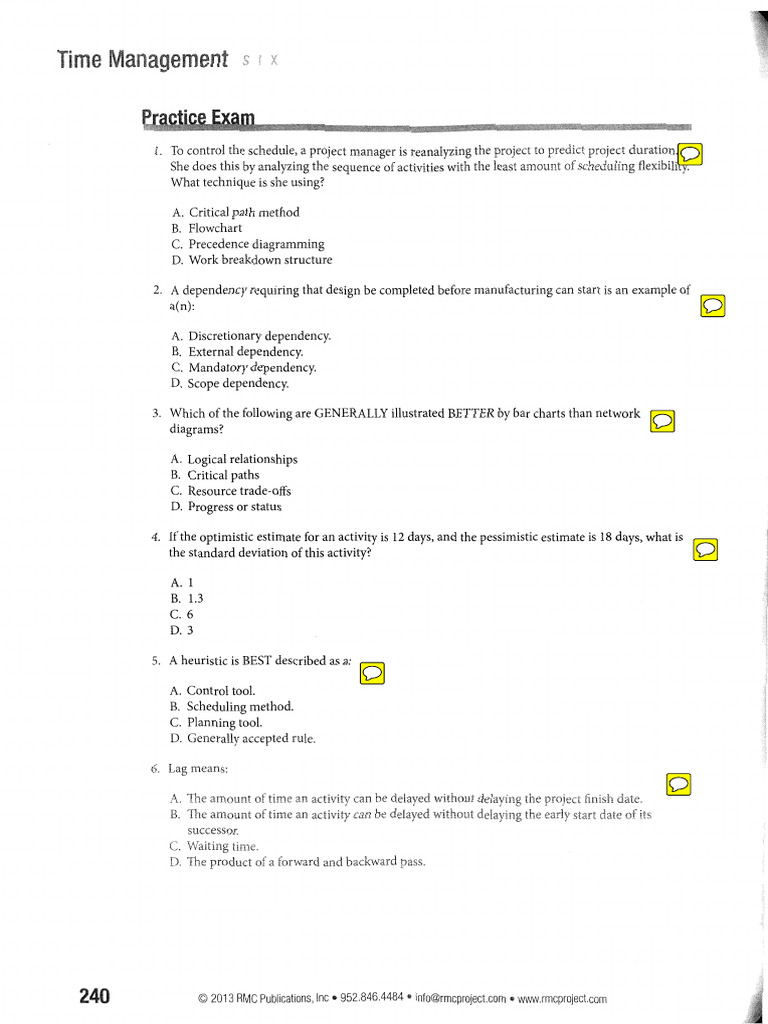 6-PMP Time MCQwithanswers | PDF