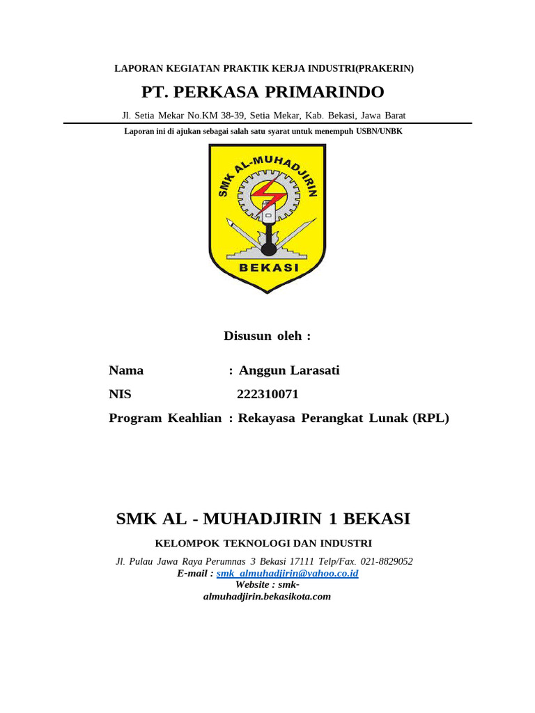 Laporan Prakerin Siswa RPL SMK Bekasi | PDF