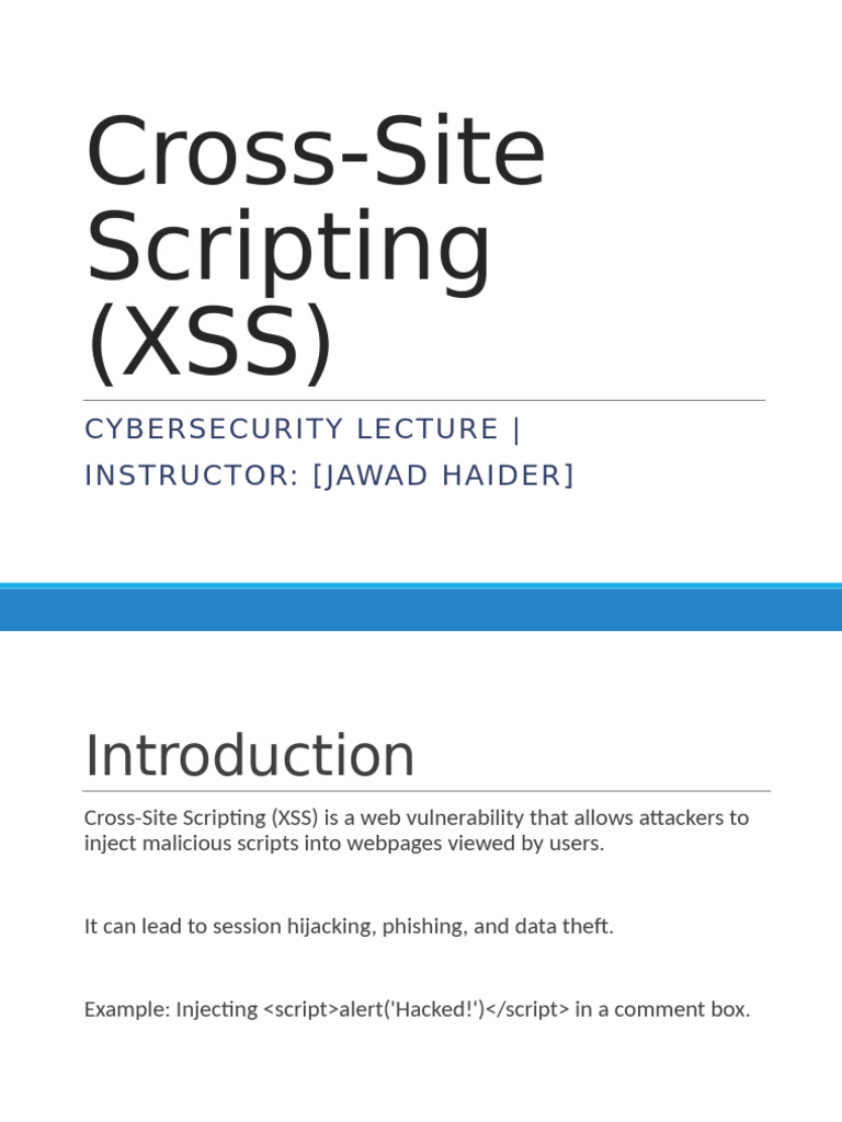 Understanding Cross-Site Scripting (XSS) | PDF | World Wide Web ...