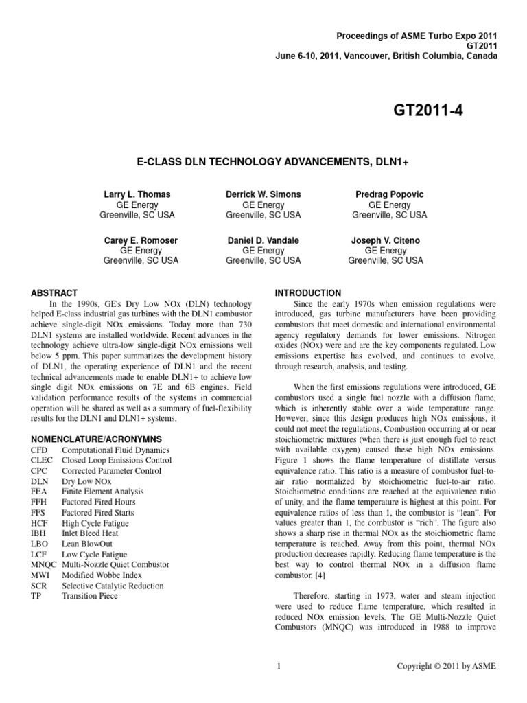 GT2011 45944 | PDF | N Ox | Gas Turbine