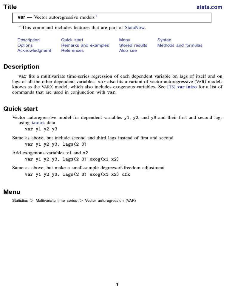 Tsvar | PDF | Vector Autoregression | Errors And Residuals