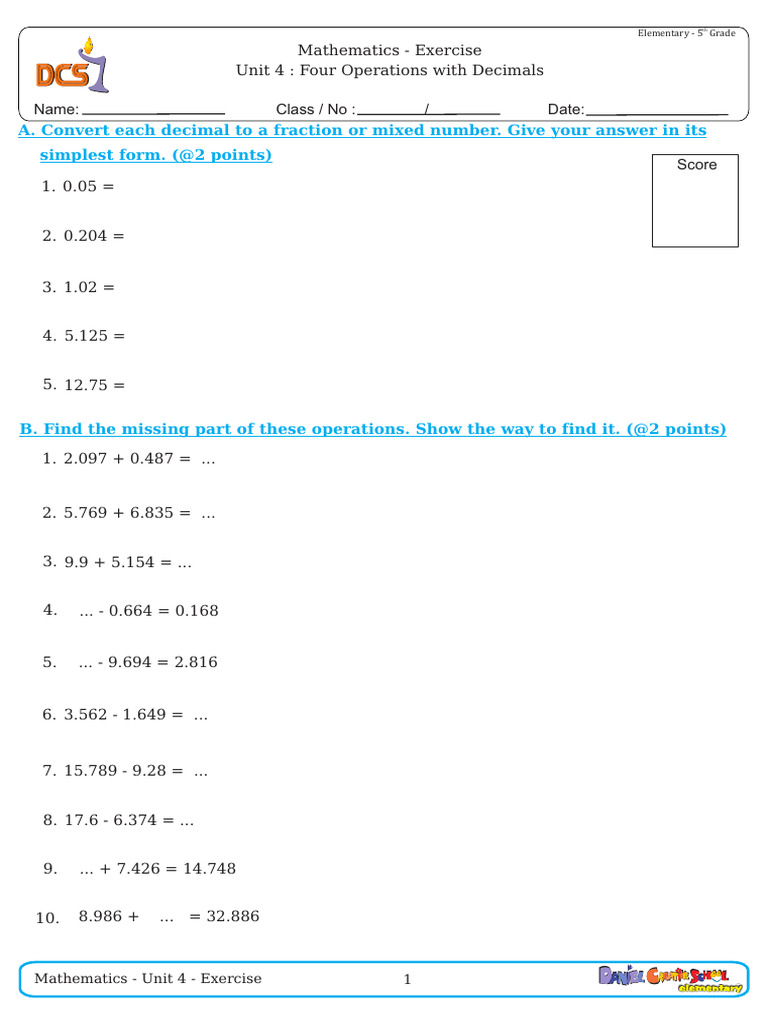 Math Exercise CHPT 4 GR 5 | PDF