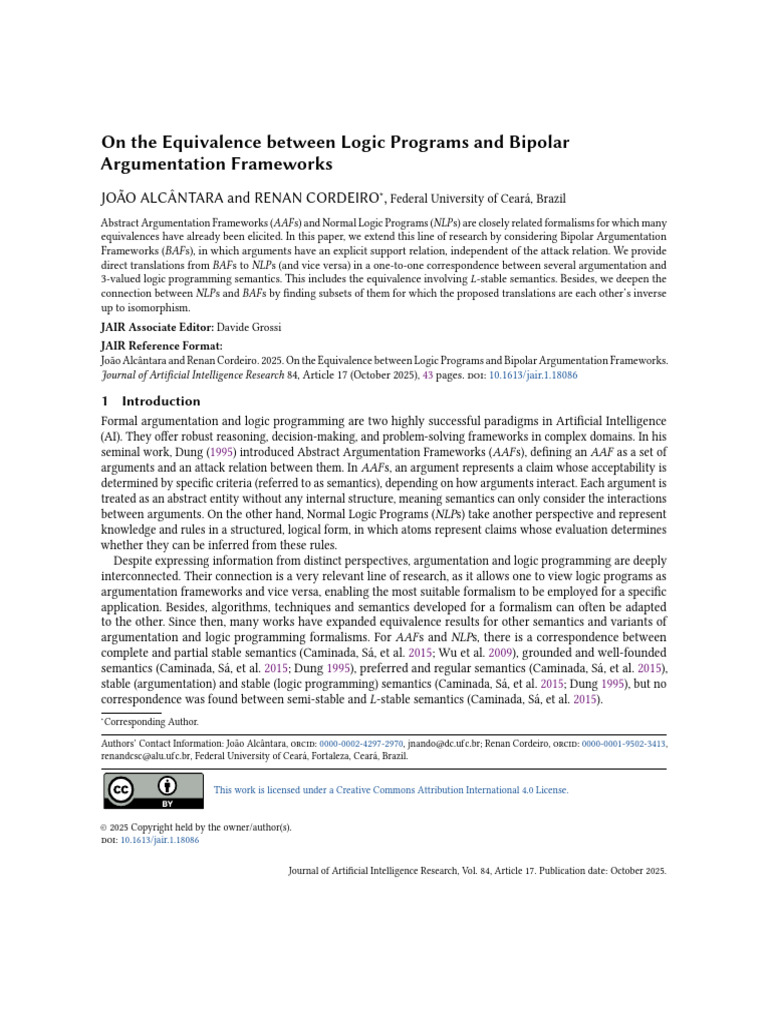 Logic Programs and Bipolar Argumentation | PDF | Logic | Logical ...