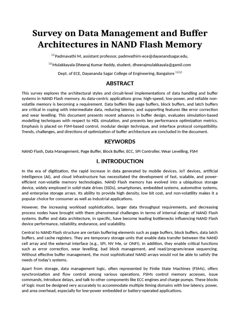 Survey On Data Management and Buffer Architectures in NAND Flash Memory ...
