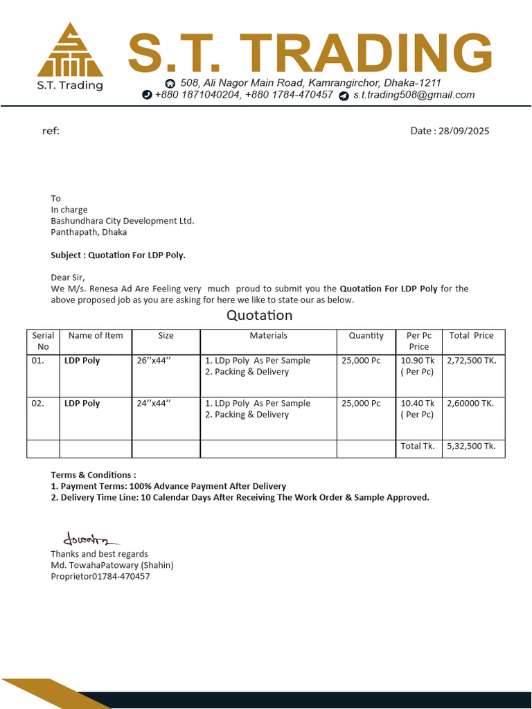 Quotation For Poly | PDF