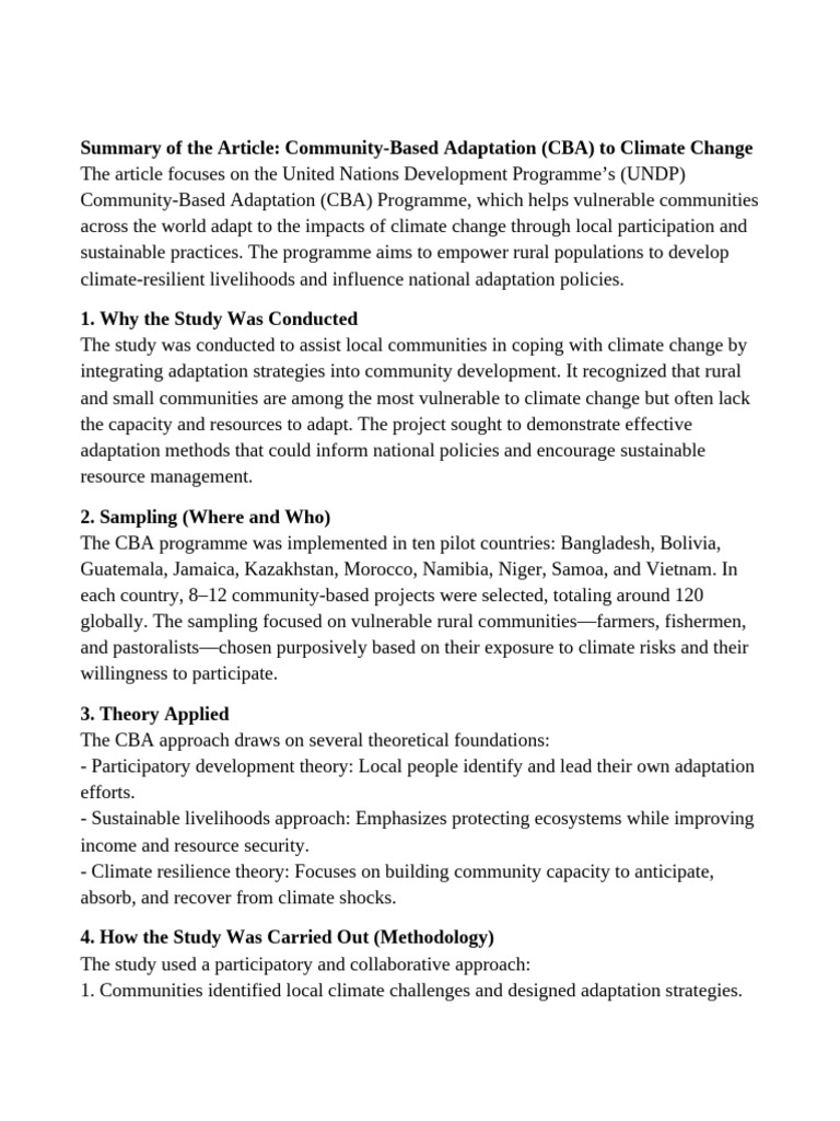 Community-Based Adaptation to Climate Change | PDF | Climate Resilience ...
