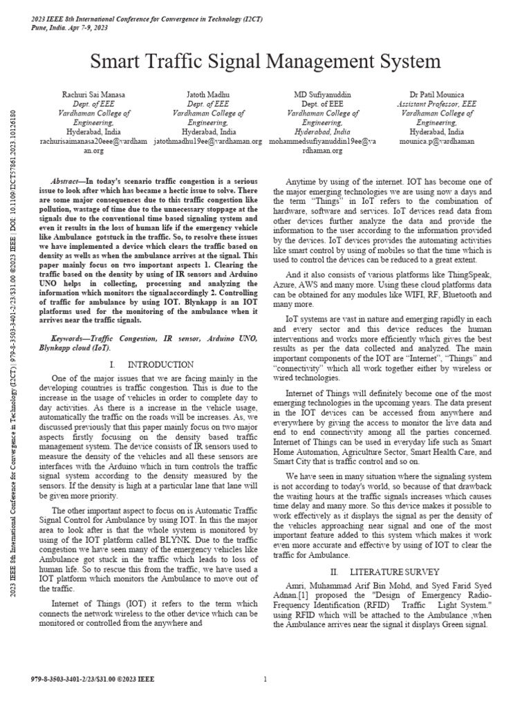 Smart Traffic Signal Management System | PDF | Internet Of Things | Wi Fi