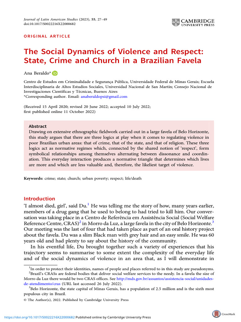 The Social Dynamics of Violence and Respect State Crime and Church in A ...