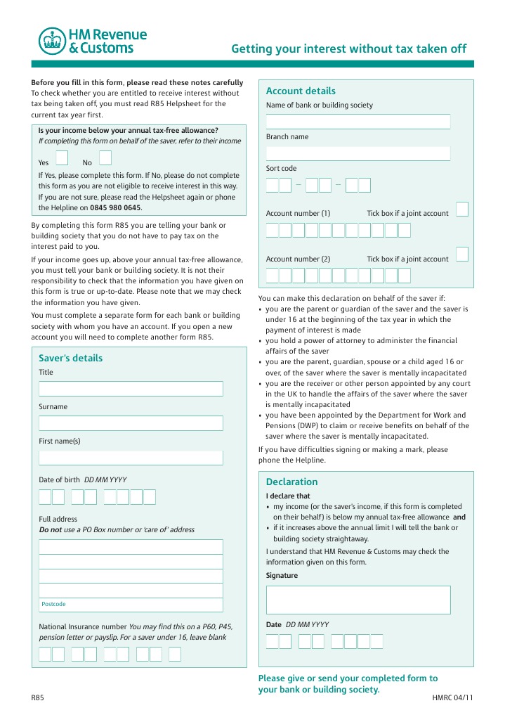 R85 Tax Form Instructions and Eligibility | PDF | Legal Guardian | Banks