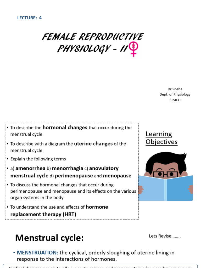 Reproductive - 4. Female Reproductive Physiology II | PDF | Menstrual ...