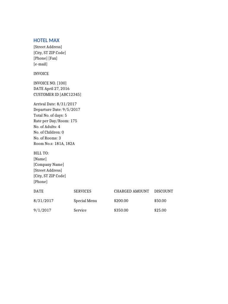 Hotel Invoice | PDF
