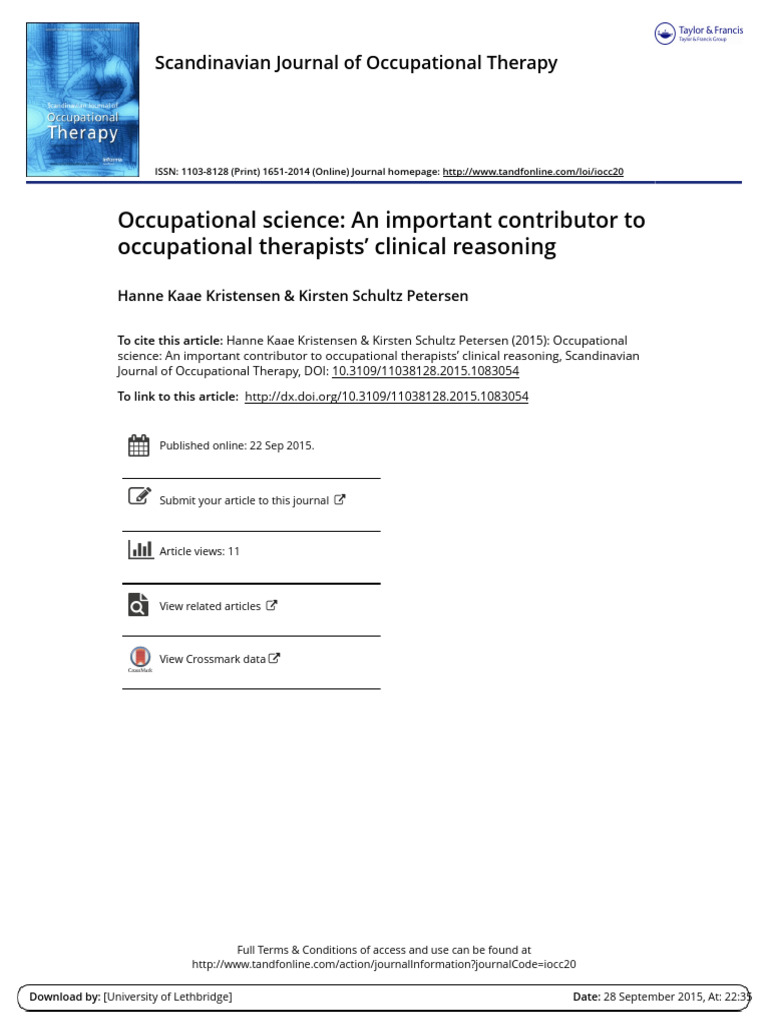 Occupational Science in Clinical Reasoning | PDF | Occupational Therapy ...