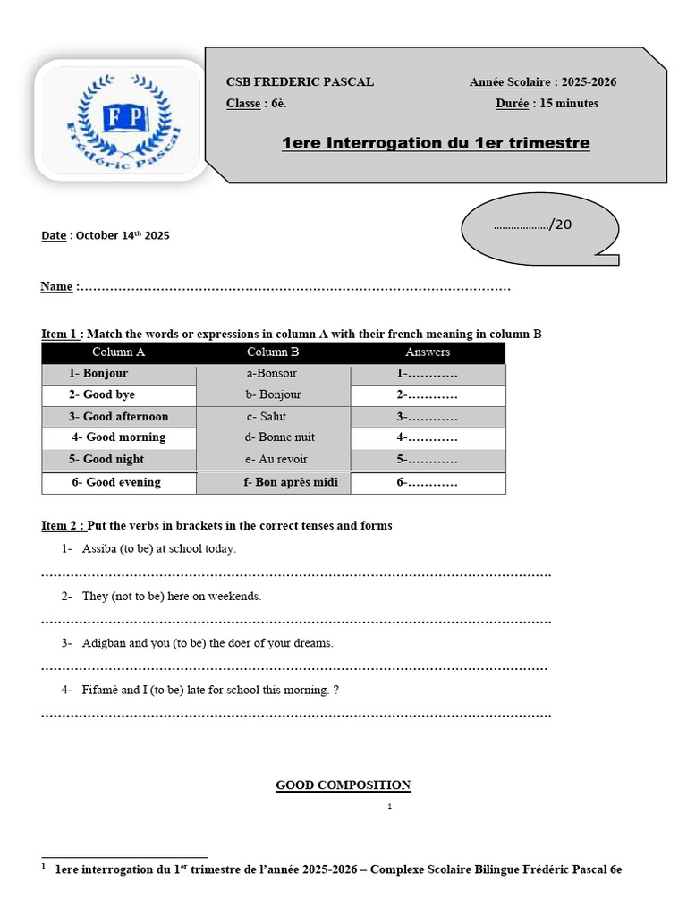 1st Test 6è Frederic Pascal | PDF