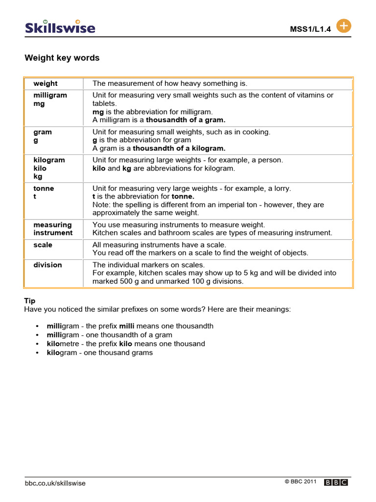 Ma24weig l1 F Key Words Weight | PDF