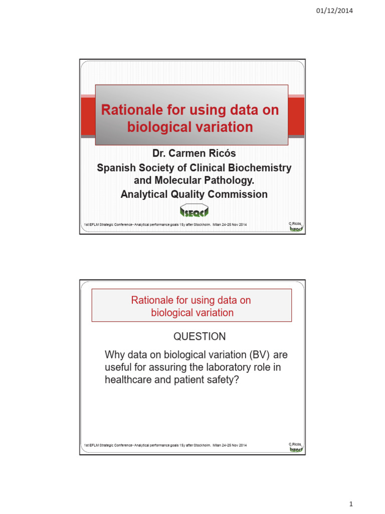 Biological Variation in Clinical Labs | PDF | Medical Specialties ...