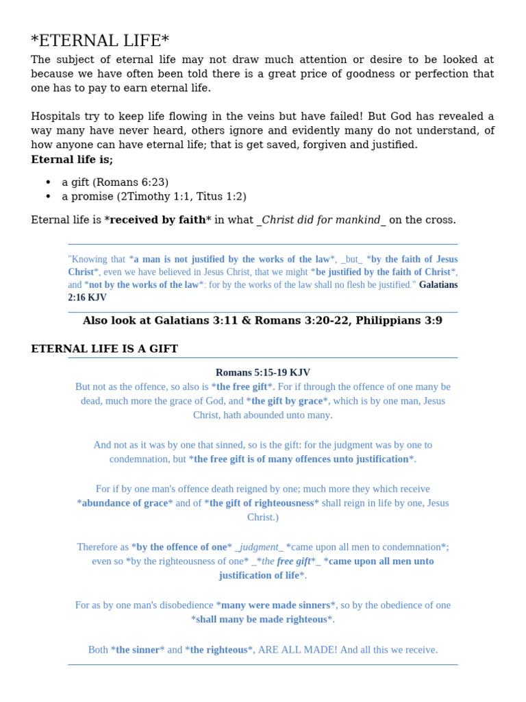 Understanding Eternal Life in Christ | PDF | Eternal Life (Christianity ...