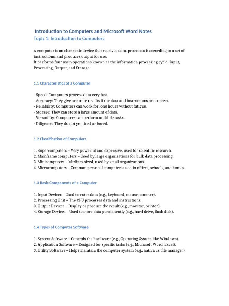 Computer Basics and Microsoft Word Guide | PDF | Microsoft Excel ...