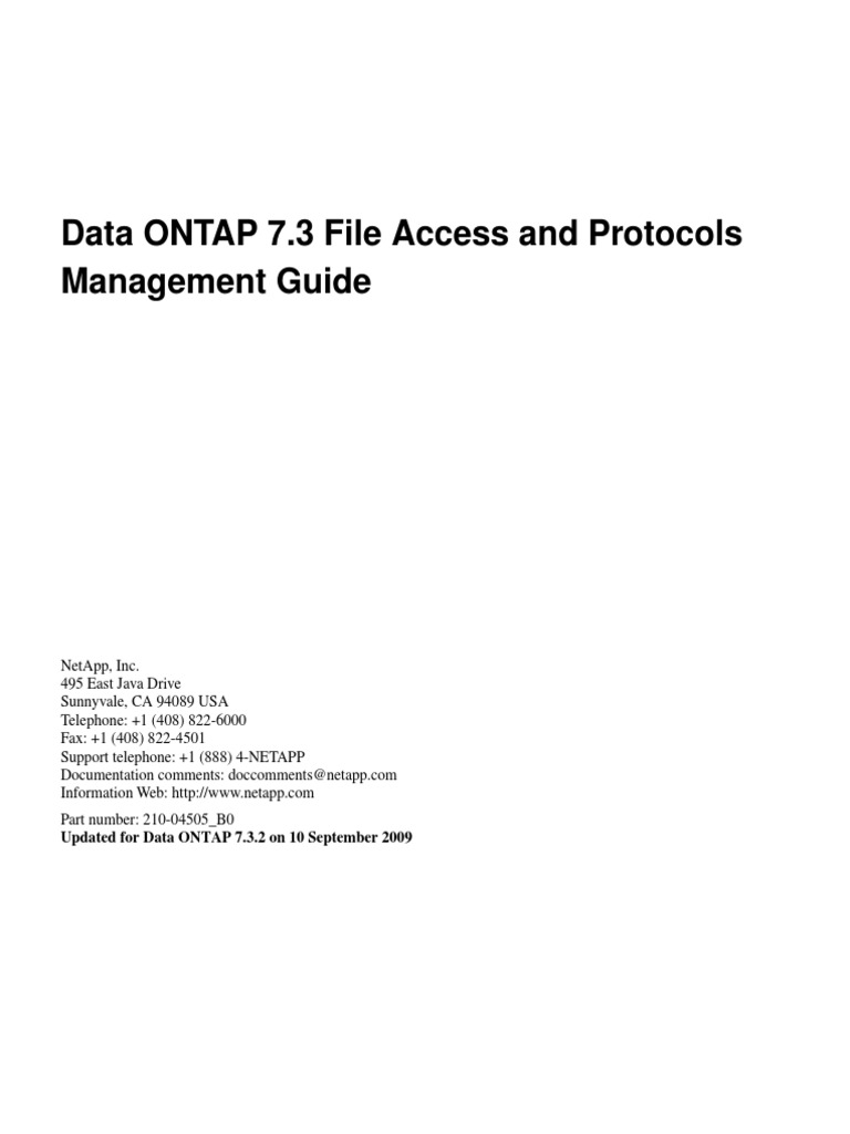 Data ONTAP 7.3 File Access and Protocols Management Guide | PDF | File ...