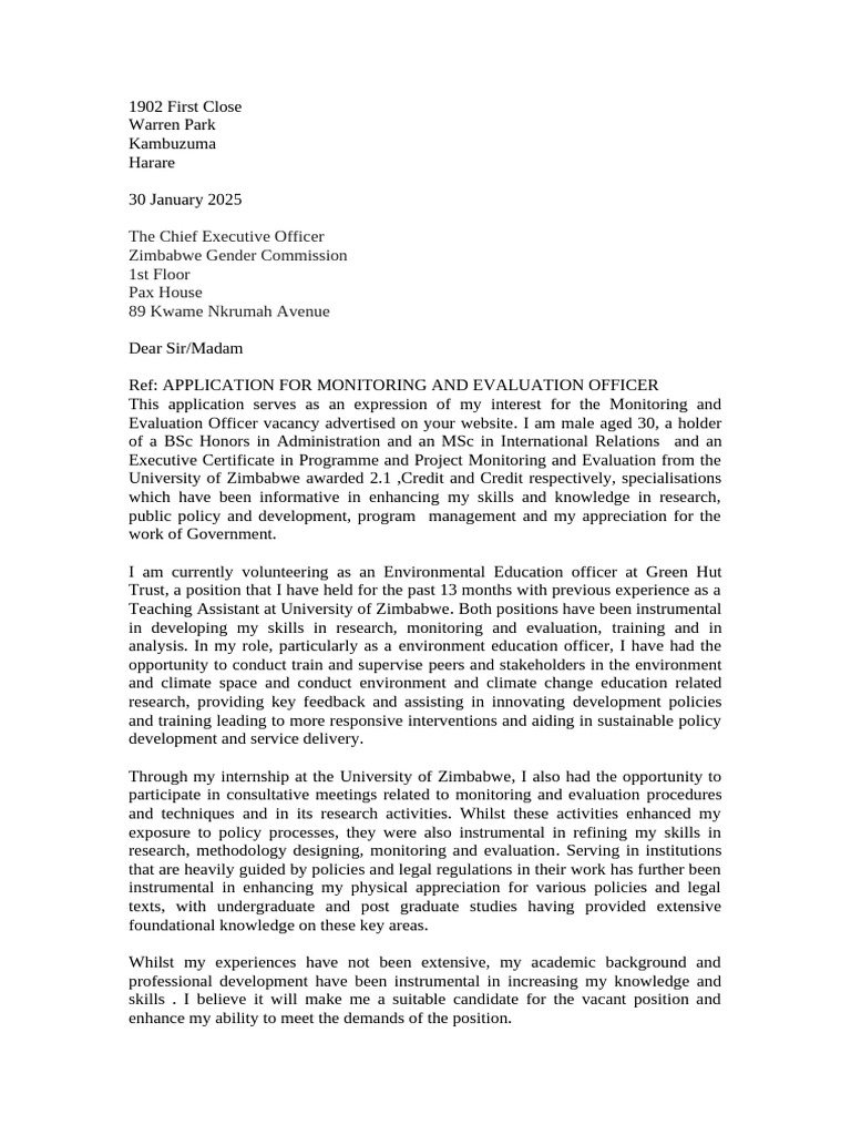 Application for Monitoring Officer Position | PDF | Evaluation