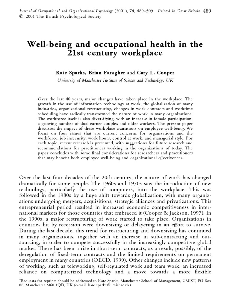 Well-being in Modern Workplaces | PDF | Employment | Well Being