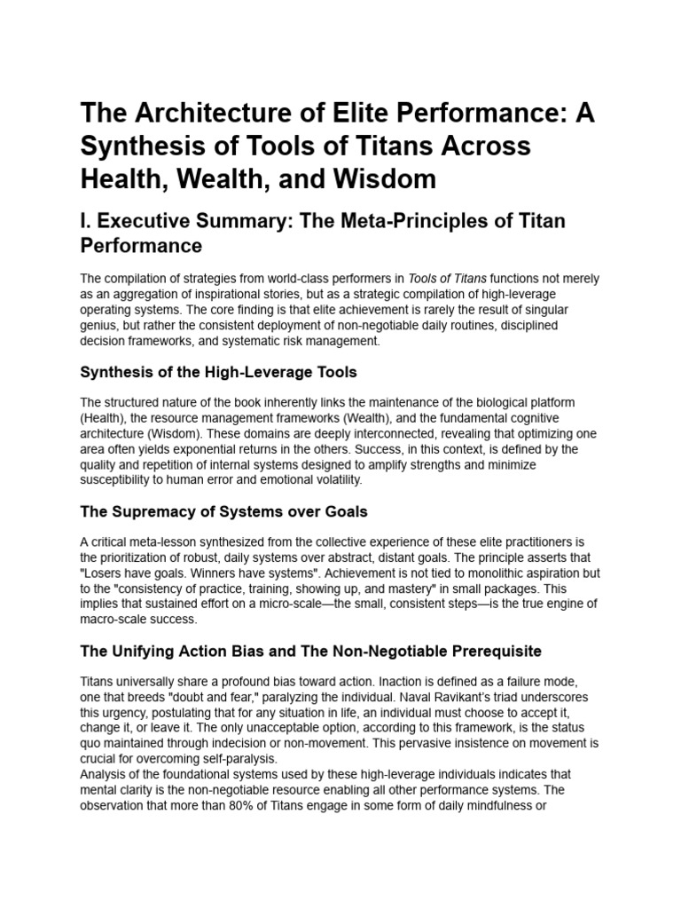 Titan Method: Systems for Elite Performance | PDF | Risk ...