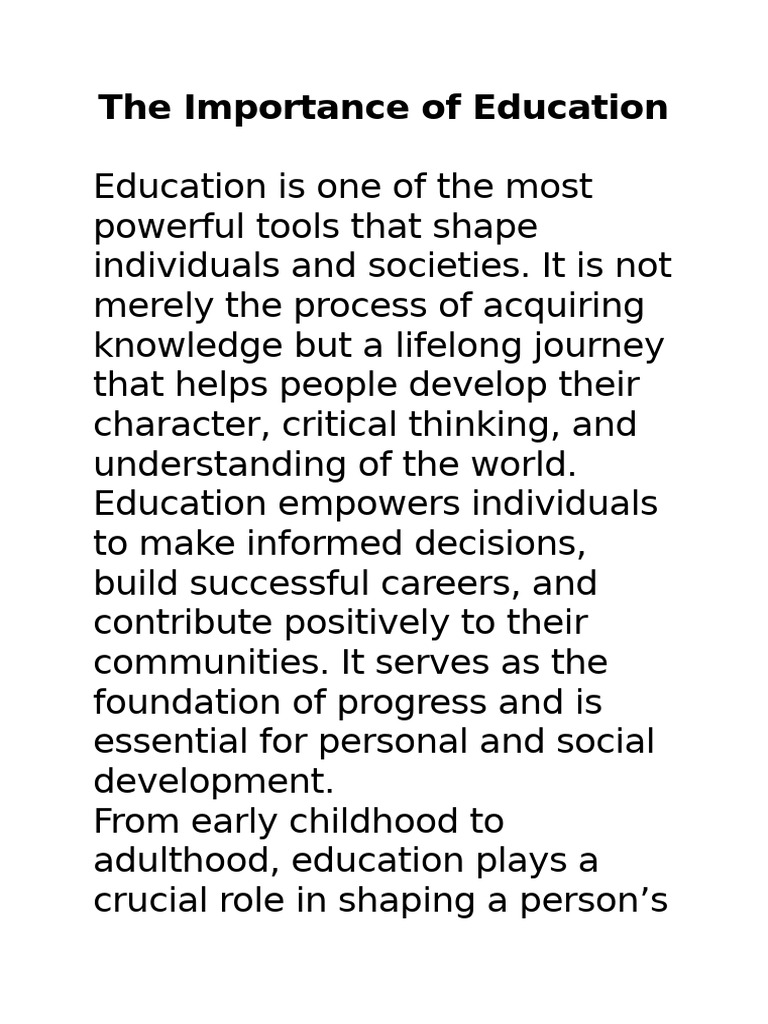 The Importance of Education | PDF | Social Psychology