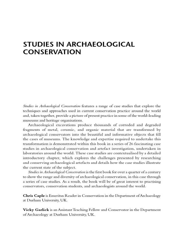 Archaeological Conservation Case Studies | PDF | Artifact (Archaeology ...