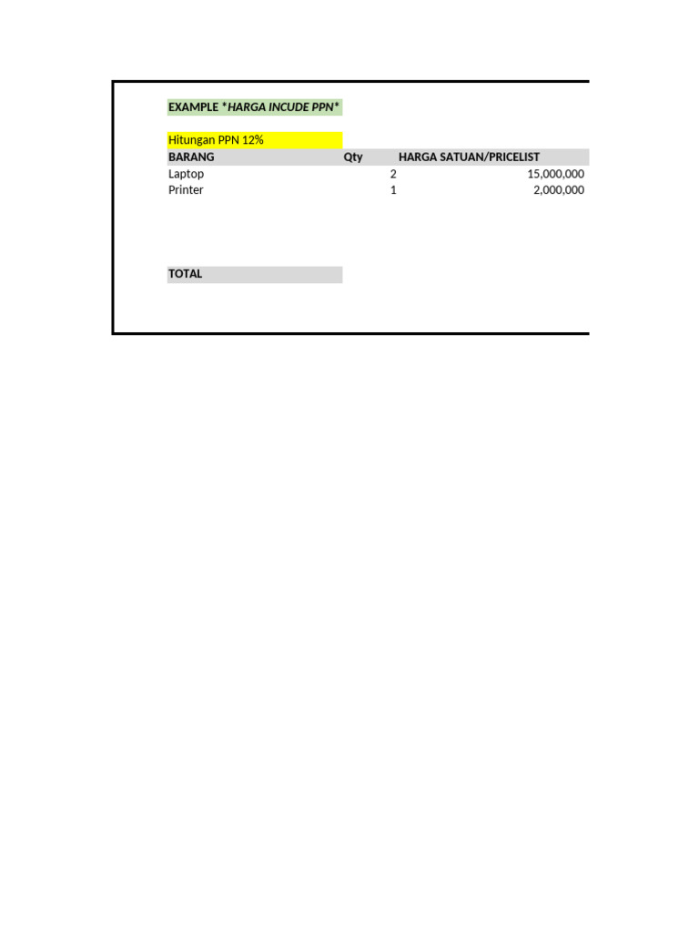 Hitungan PPN 12% untuk Laptop dan Printer | PDF