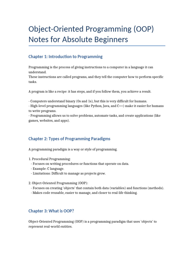 OOP Basics for Beginners Guide | PDF | Object Oriented Programming ...