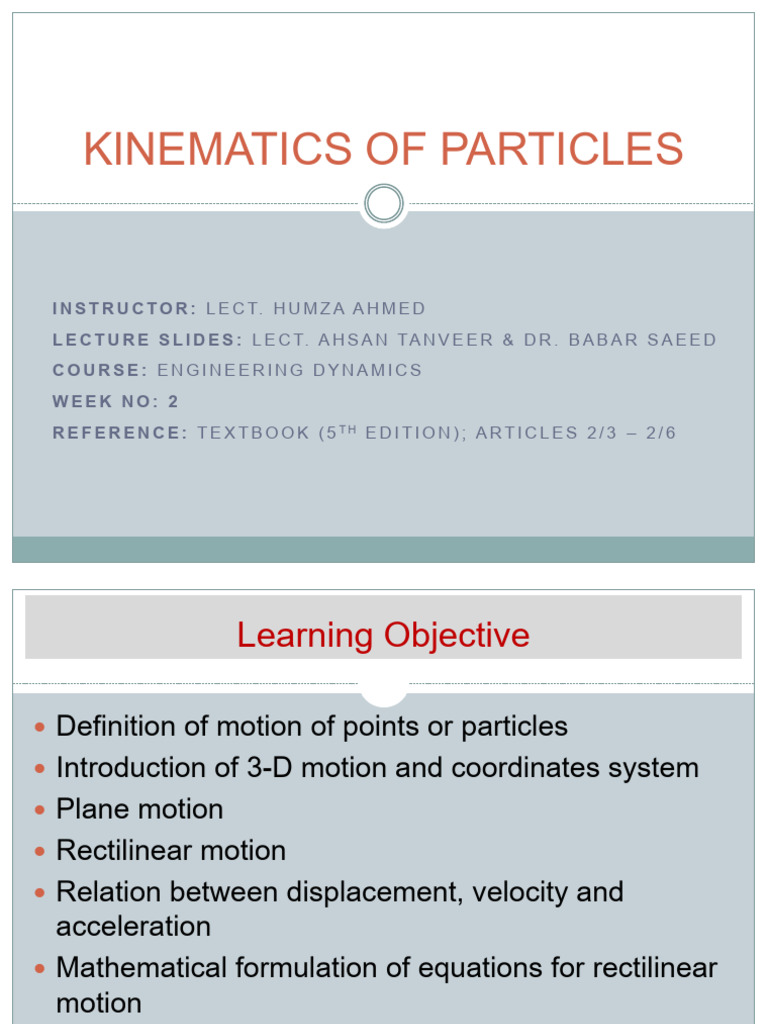 Kinematics of Particles in Dynamics | PDF | Kinematics | Acceleration