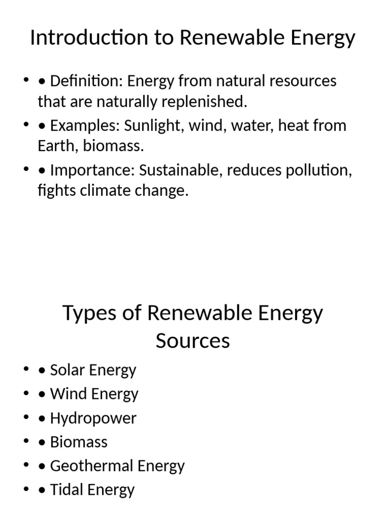 Overview of Renewable Energy Sources | PDF