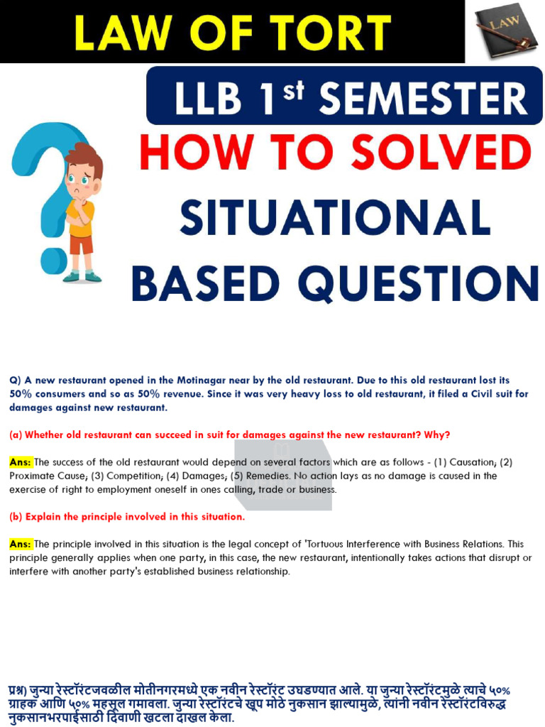 Law of Tort Situational Based Question & Answer | PDF