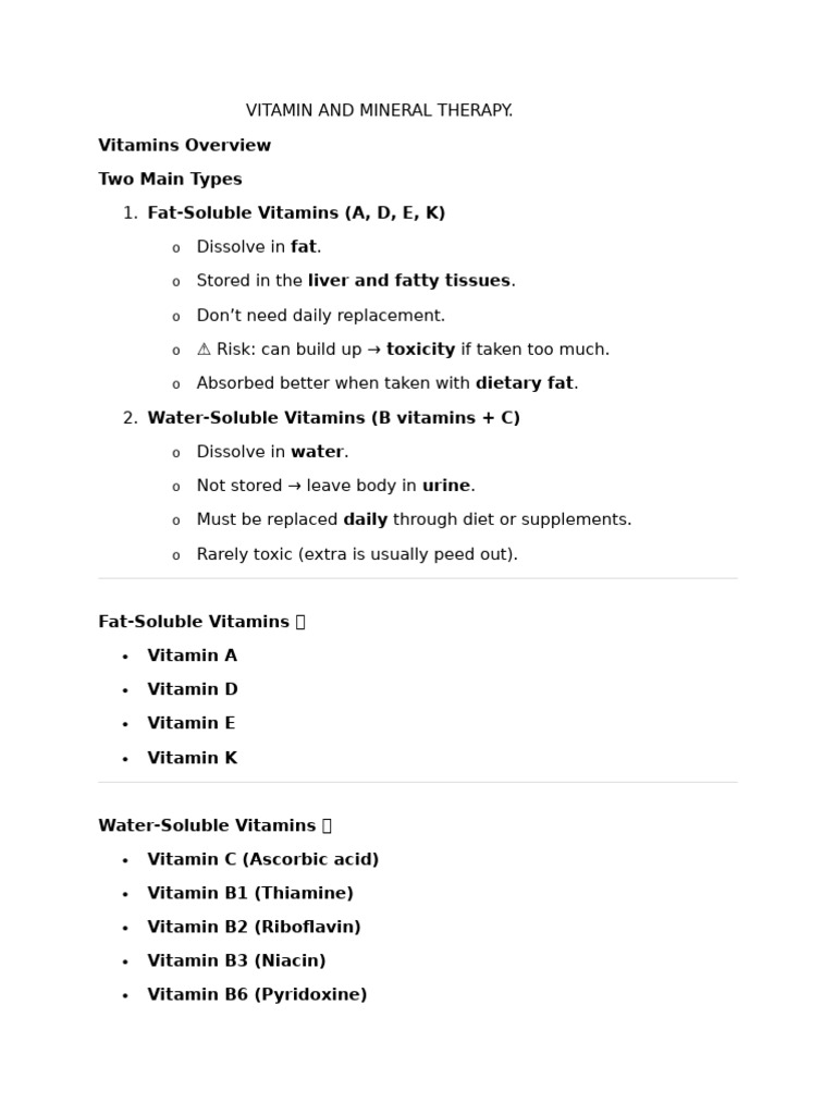 Vitamin and Mineral Therapy | PDF | Vitamin A | Vitamin
