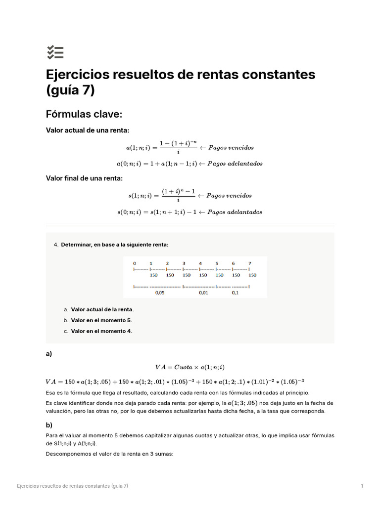 Ejercicios sobre rentas constantes | PDF