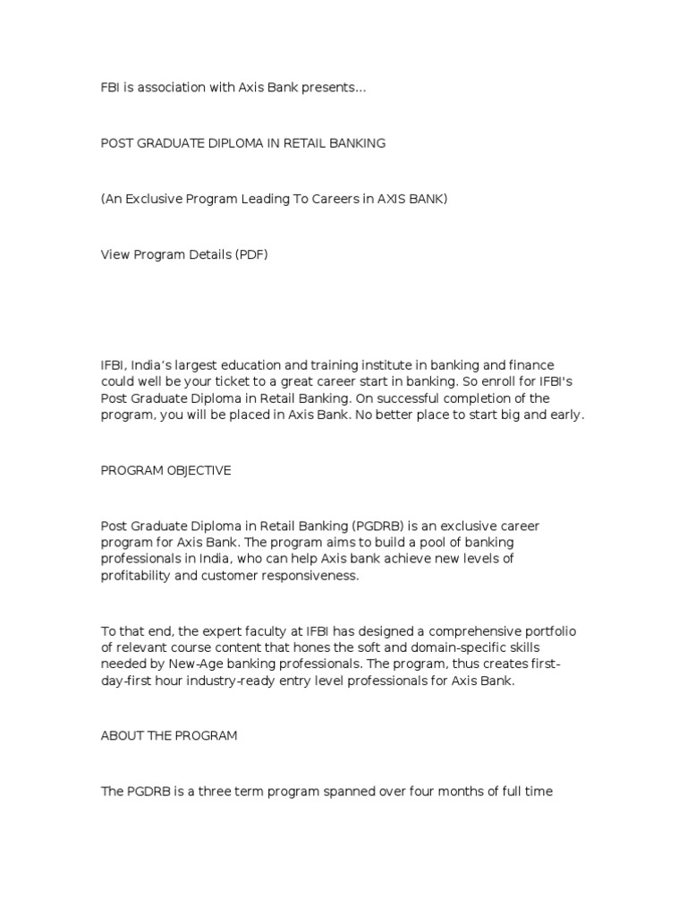 Axis Bank Ifbi Postgraduate Education Test Assessment