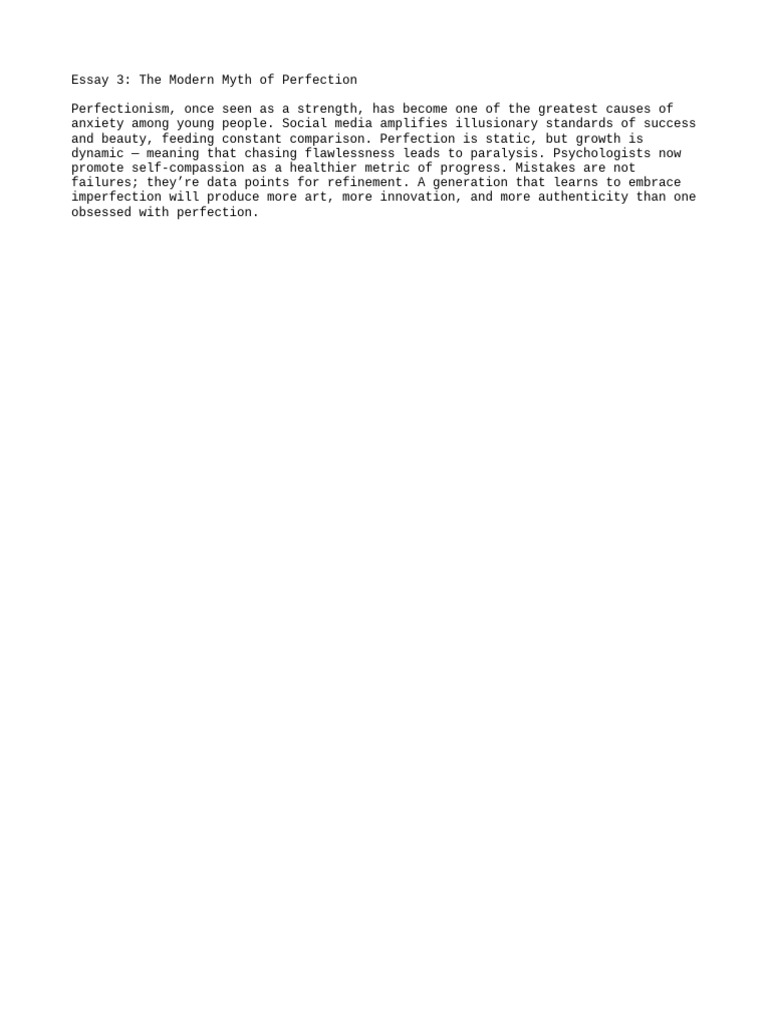 Essay 3 The Modern Myth of Perfecti | PDF