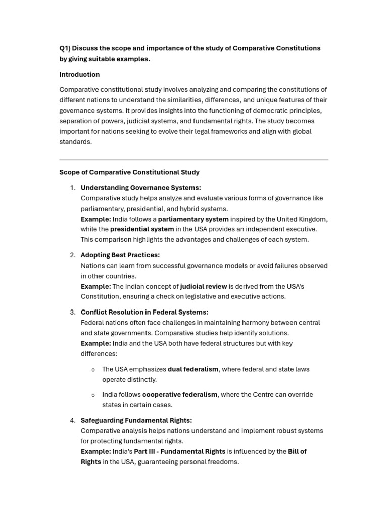 Comparative Study of Constitutions Explained | PDF | Judicial Review ...