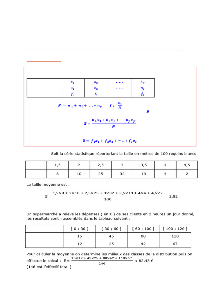 Statistiques : Moyenne, Variance, Écart Type | PDF