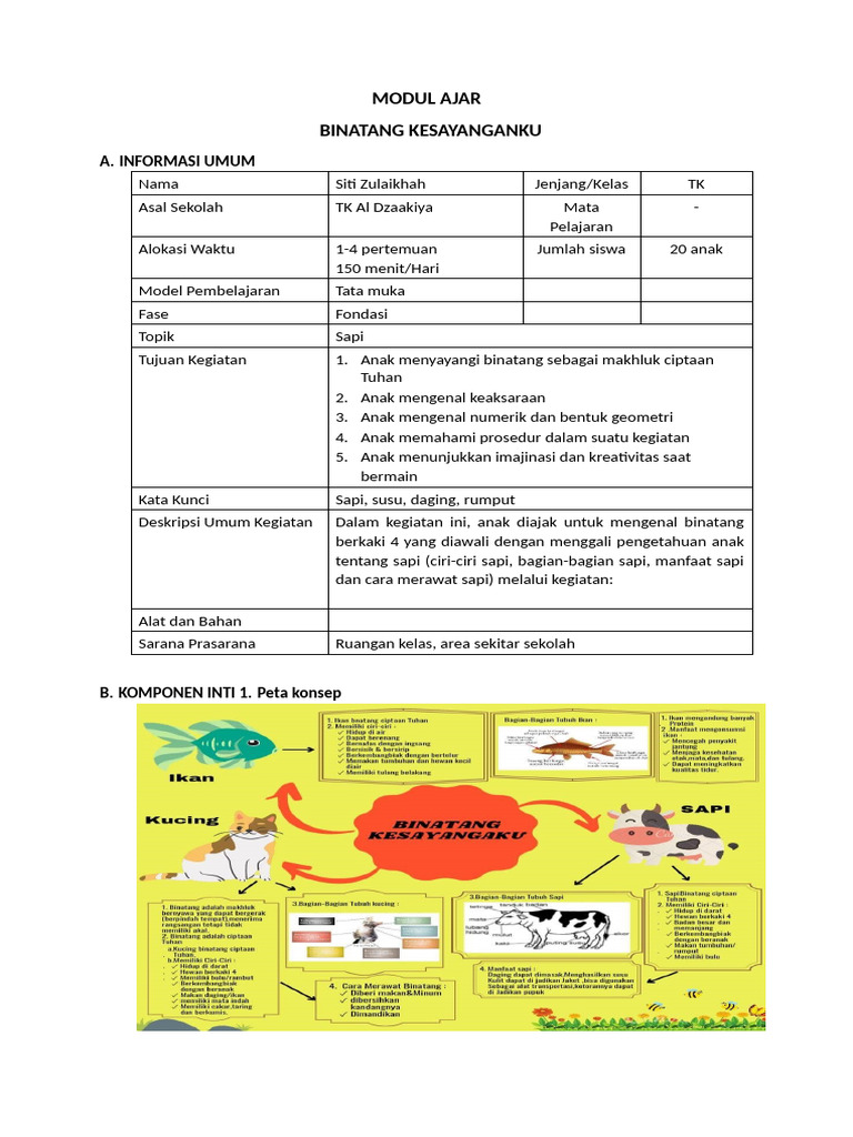 Modul Sub Tema Sapi | PDF