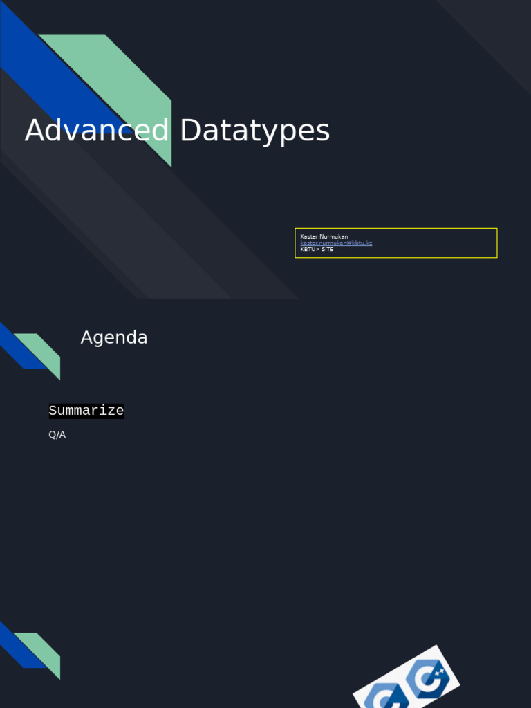 9 - Advanced Data Type | PDF