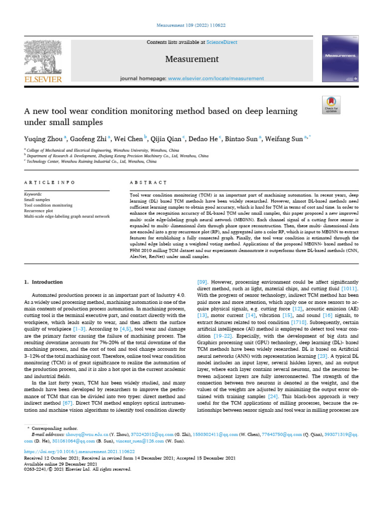 Deep Learning for Tool Wear Monitoring | PDF | Computational ...