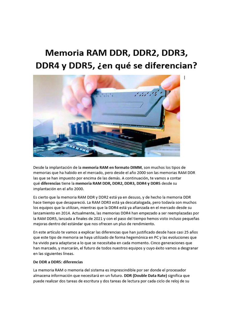 Evolución de la memoria RAM DDR: 2000-2023 | PDF | Memoria de acceso ...
