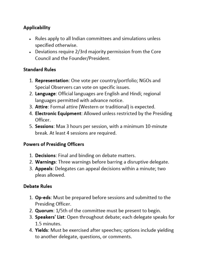 Indian Committee Rules and Procedures | PDF