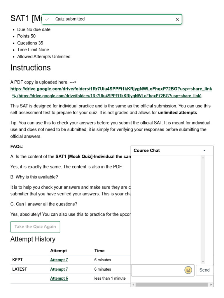 SAT1 Mock Quiz for Individual Practice | PDF | Inventory | Cost Of ...