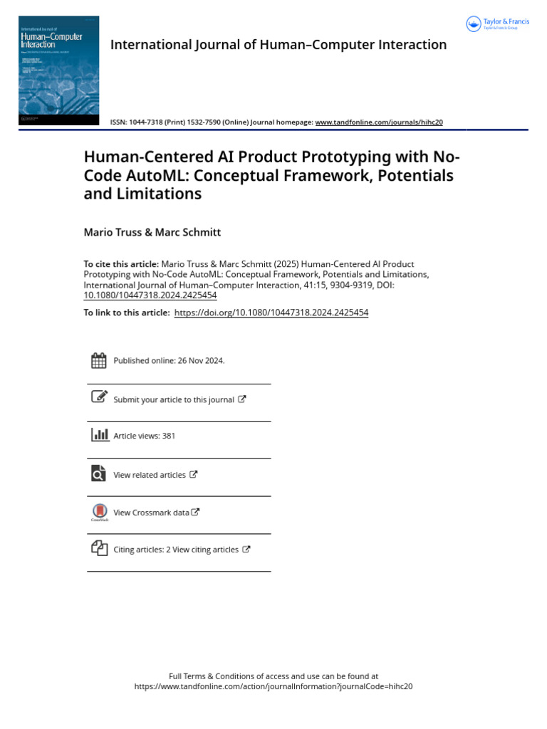 Human-Centered AI Product Prototyping With No-Code AutoML Conceptual ...